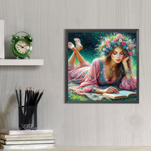 Load image into Gallery viewer, AB Diamond Painting - Full Round - Reading girl (40*40CM)
