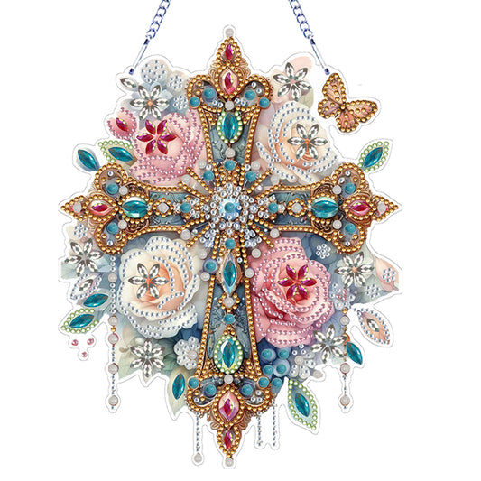 PET Double Sided Special Shaped Color Flower Hanging Diamond Art Kits Home Decor