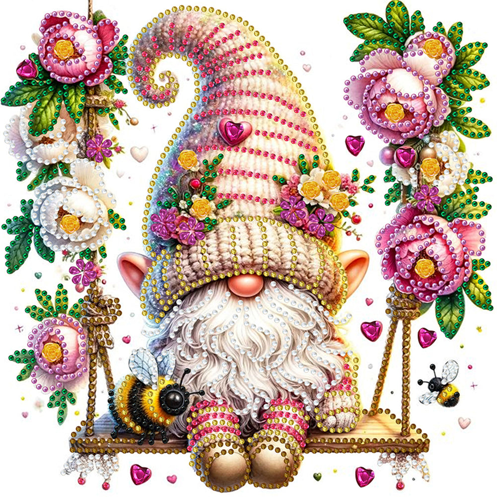 Diamond Painting - Partial Special Shaped - Swing gnome (30*30CM)