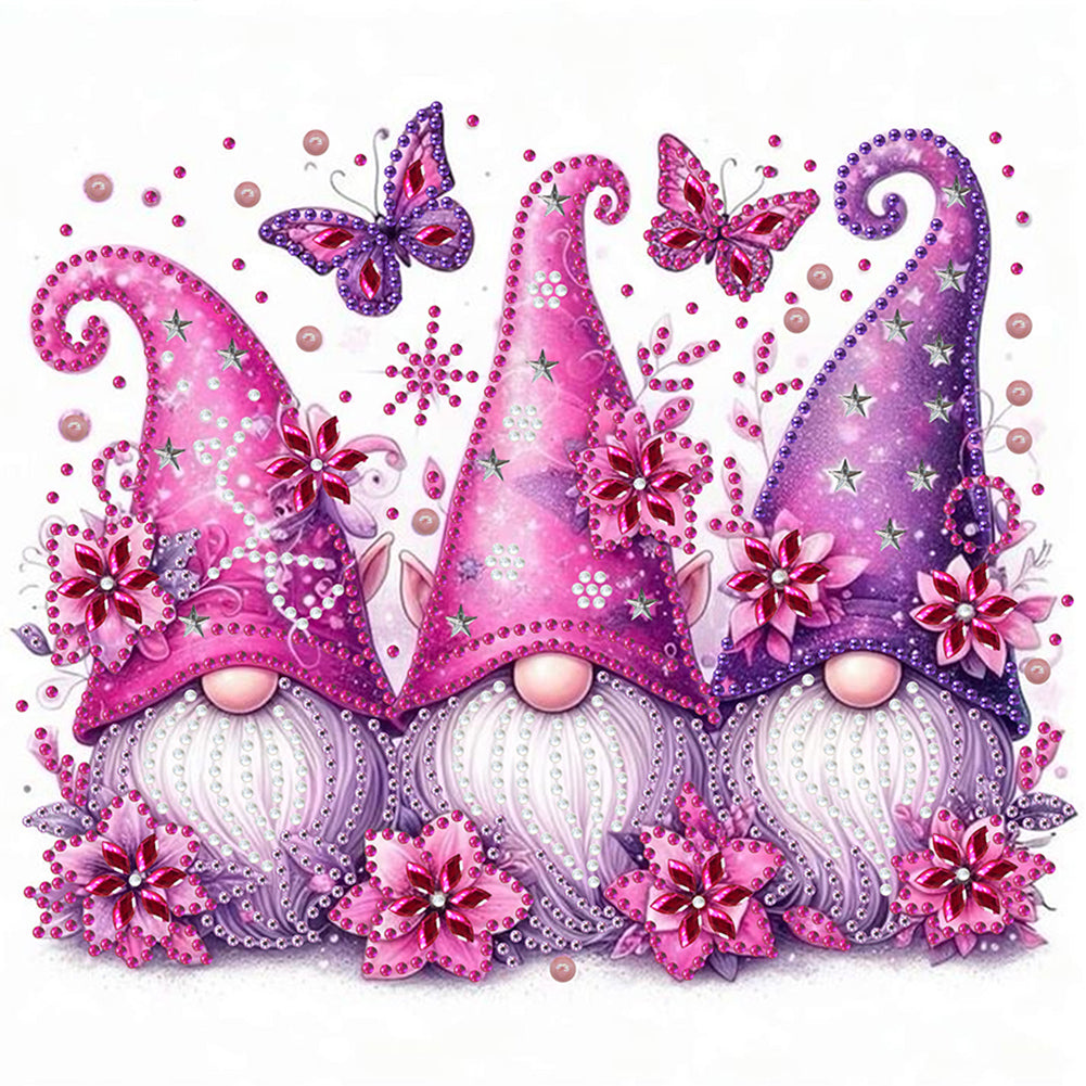 Diamond Painting - Partial Special Shaped - Purple butterfly gnome (30*30CM)