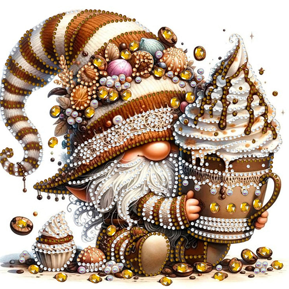 Diamond Painting - Partial Special Shaped - Coffee bean gnome (30*30CM)