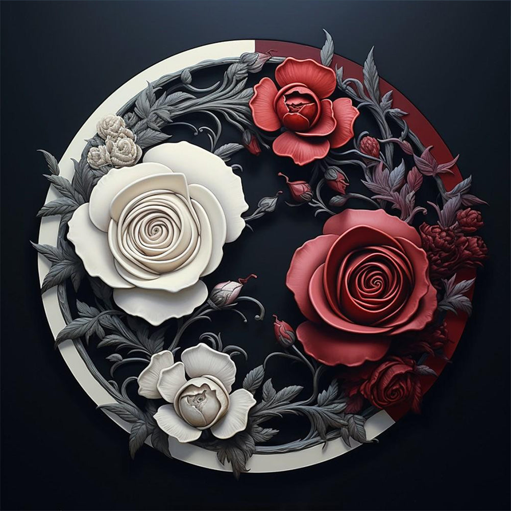 Diamond Painting - Full Round - Red and white roses (30*30CM)