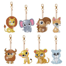 Load image into Gallery viewer, 8Pcs Double Sided Animal Alien Diamond Art Keyring for Home Birthday Party Decor
