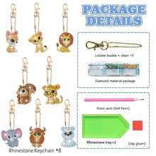 Load image into Gallery viewer, 8Pcs Double Sided Animal Alien Diamond Art Keyring for Home Birthday Party Decor
