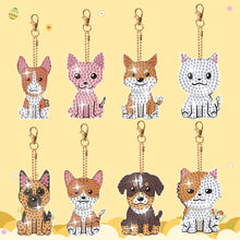 Load image into Gallery viewer, 8Pcs Double Sided Animal Alien Diamond Art Keyring for Home Birthday Party Decor
