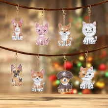 Load image into Gallery viewer, 8Pcs Double Sided Animal Alien Diamond Art Keyring for Home Birthday Party Decor
