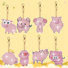 Load image into Gallery viewer, 8Pcs Double Sided Animal Alien Diamond Art Keyring for Home Birthday Party Decor
