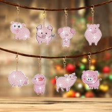 Load image into Gallery viewer, 8Pcs Double Sided Animal Alien Diamond Art Keyring for Home Birthday Party Decor
