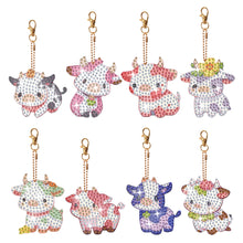 Load image into Gallery viewer, 8Pcs Double Sided Animal Alien Diamond Art Keyring for Home Birthday Party Decor
