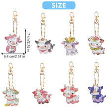 Load image into Gallery viewer, 8Pcs Double Sided Animal Alien Diamond Art Keyring for Home Birthday Party Decor
