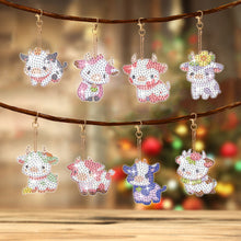 Load image into Gallery viewer, 8Pcs Double Sided Animal Alien Diamond Art Keyring for Home Birthday Party Decor
