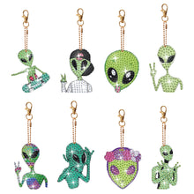 Load image into Gallery viewer, 8Pcs Double Sided Animal Alien Diamond Art Keyring for Home Birthday Party Decor
