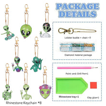Load image into Gallery viewer, 8Pcs Double Sided Animal Alien Diamond Art Keyring for Home Birthday Party Decor
