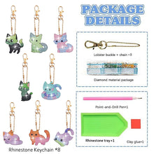 Load image into Gallery viewer, 8Pcs Double Sided Animal Alien Diamond Art Keyring for Home Birthday Party Decor
