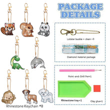 Load image into Gallery viewer, 8Pcs Double Sided Animal Alien Diamond Art Keyring for Home Birthday Party Decor
