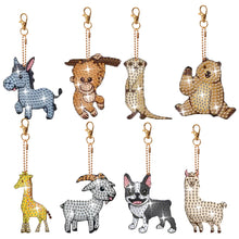 Load image into Gallery viewer, 8Pcs Double Sided Animal Alien Diamond Art Keyring for Home Birthday Party Decor
