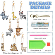 Load image into Gallery viewer, 8Pcs Double Sided Animal Alien Diamond Art Keyring for Home Birthday Party Decor
