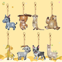 Load image into Gallery viewer, 8Pcs Double Sided Animal Alien Diamond Art Keyring for Home Birthday Party Decor
