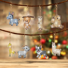Load image into Gallery viewer, 8Pcs Double Sided Animal Alien Diamond Art Keyring for Home Birthday Party Decor

