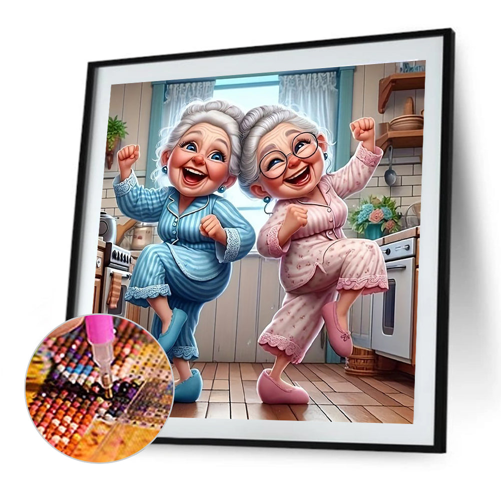 Diamond Painting - Full Round - Funny old lady (40*40CM)
