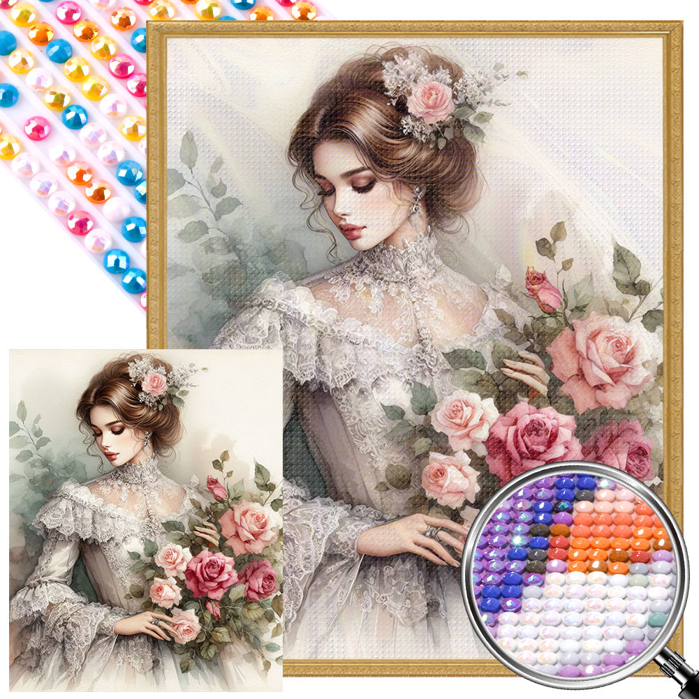 AB Diamond Painting - Full Round - Flowers and classical beauties (40*50CM)