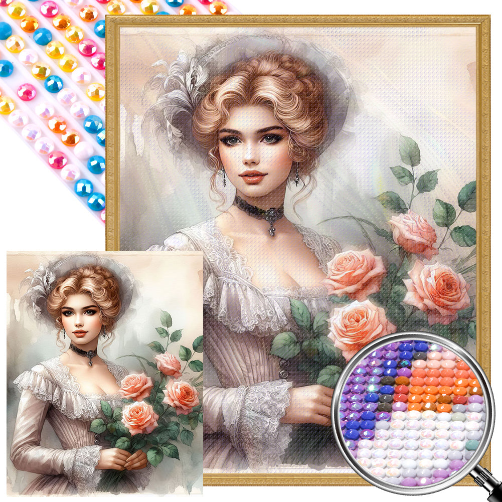 AB Diamond Painting - Full Round - Flowers and classical beauties (40*50CM)