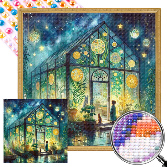 AB Diamond Painting - Full Round - Flower room at night (40*40CM)