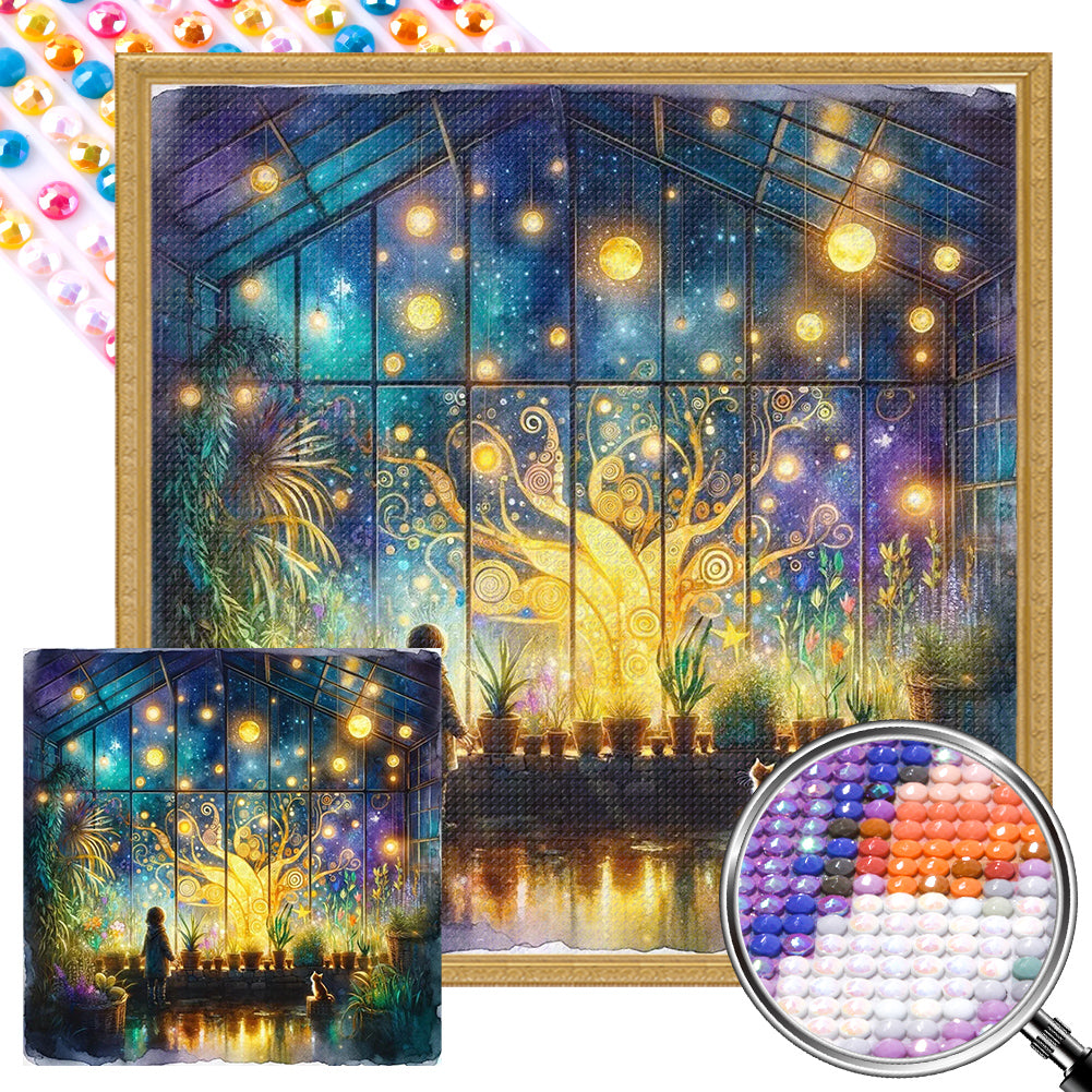AB Diamond Painting - Full Round - Flower room at night (40*40CM)