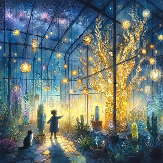 AB Diamond Painting - Full Round - Flower room at night (40*40CM)