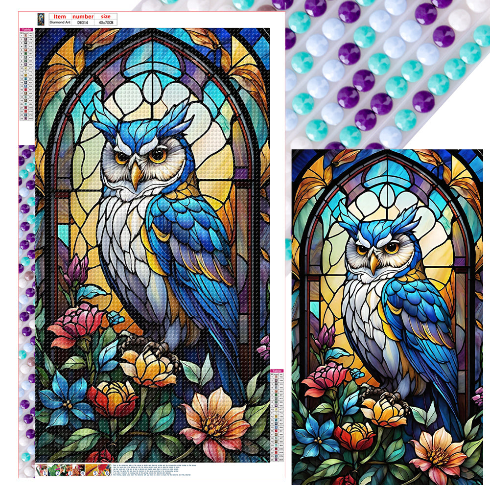 Diamond Painting - Full Round - Glass art owl (40*70CM)