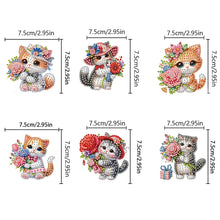 Load image into Gallery viewer, 6Pcs Acrylic Special Shape Cat And Flower Diamond Painting Fridge Magnet

