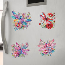 Load image into Gallery viewer, 6Pcs Acrylic Special Shape Dragonfly And Flower Diamond Painting Fridge Magnet
