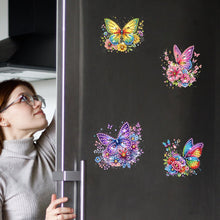 Load image into Gallery viewer, 6Pcs Acrylic Special Shape Butterfly And Flower Diamond Painting Fridge Magnet
