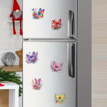 Load image into Gallery viewer, 6Pcs Acrylic Special Shape Butterfly And Flower Diamond Painting Fridge Magnet
