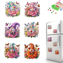 Load image into Gallery viewer, 6Pcs Acrylic Special Shape Gnome And Flower Diamond Painting Fridge Magnet
