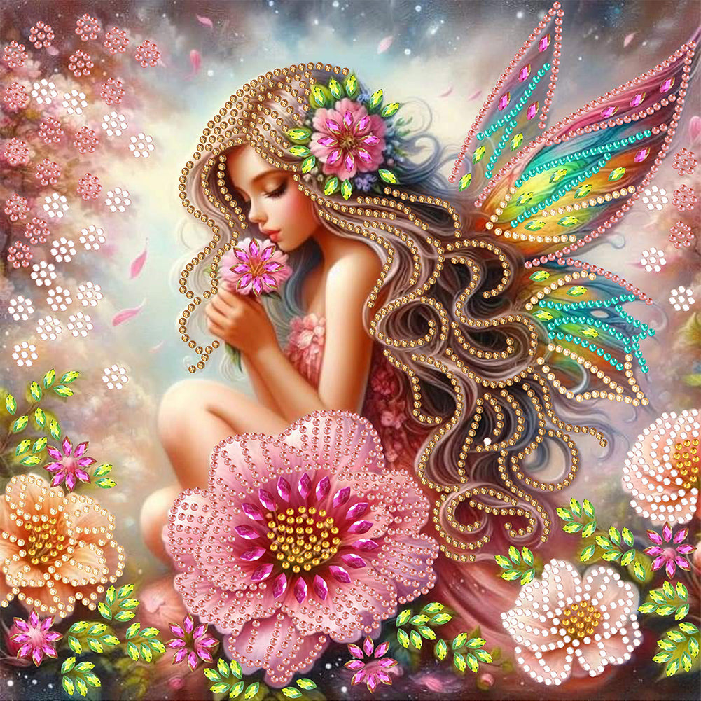 Diamond Painting - Partial Special Shaped - Butterfly girl (30*30CM)