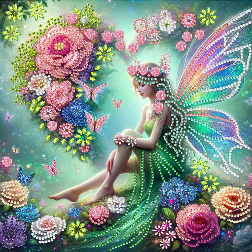 Diamond Painting - Partial Special Shaped - Butterfly girl (30*30CM)