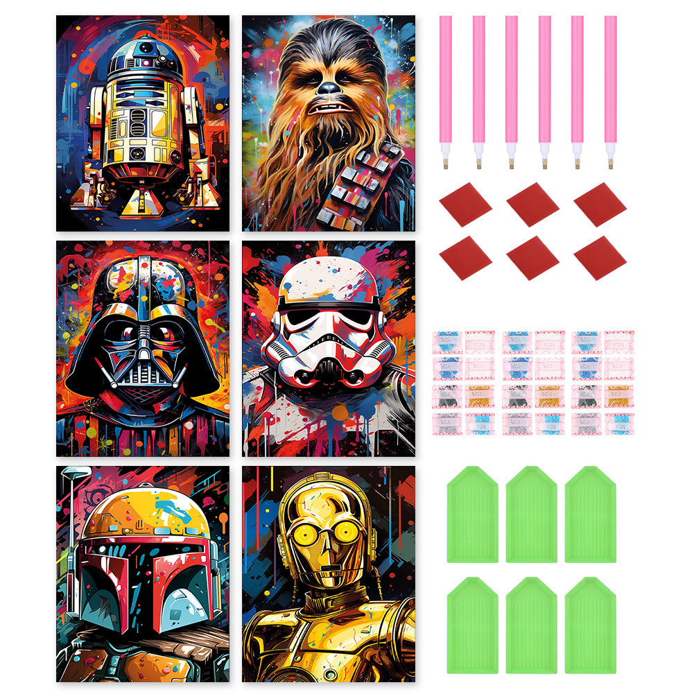 6pcs Round Diamond Painting Set - Star Wars (30*40CM)