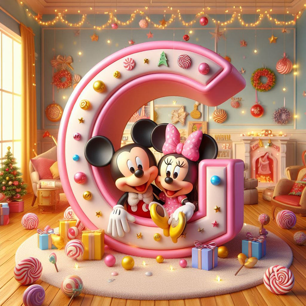 Diamond Painting - Full Round - Mickey and Minnie letters (40*40CM)