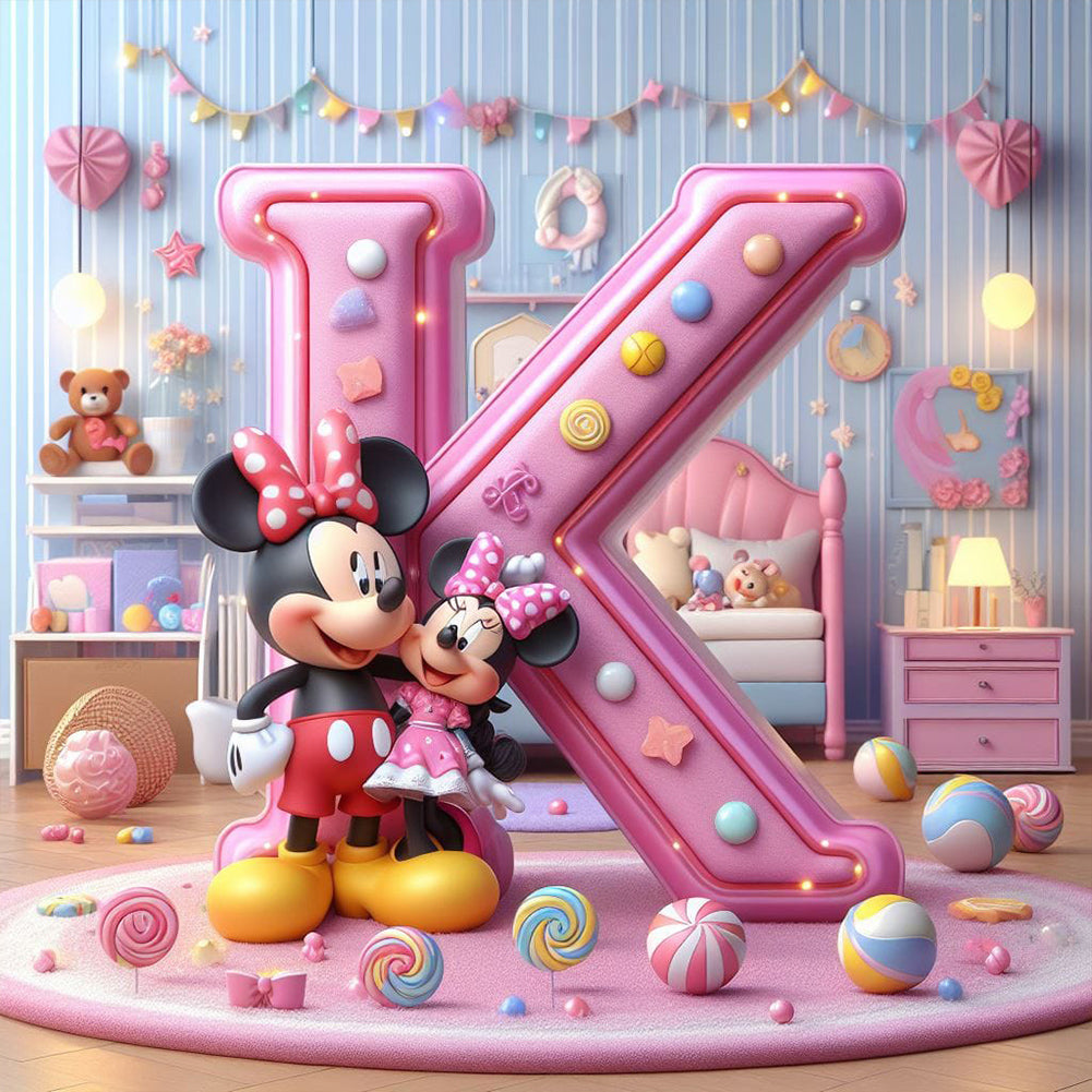 Diamond Painting - Full Round - Mickey and Minnie letters (40*40CM)