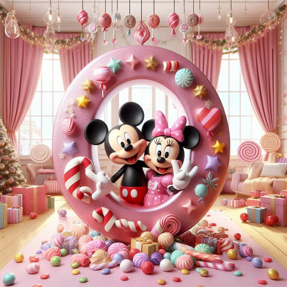 Diamond Painting - Full Round - Mickey and Minnie letters (40*40CM)