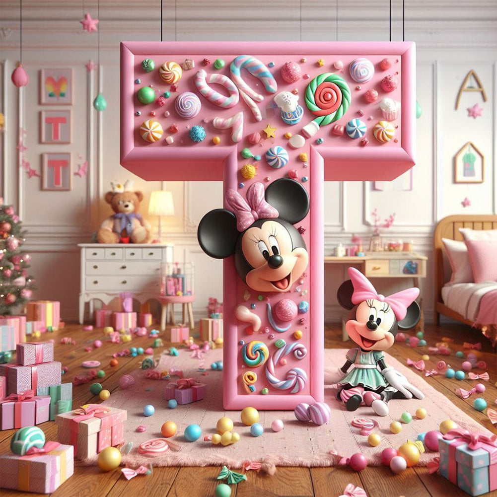 Diamond Painting - Full Round - Mickey and Minnie letters (40*40CM)