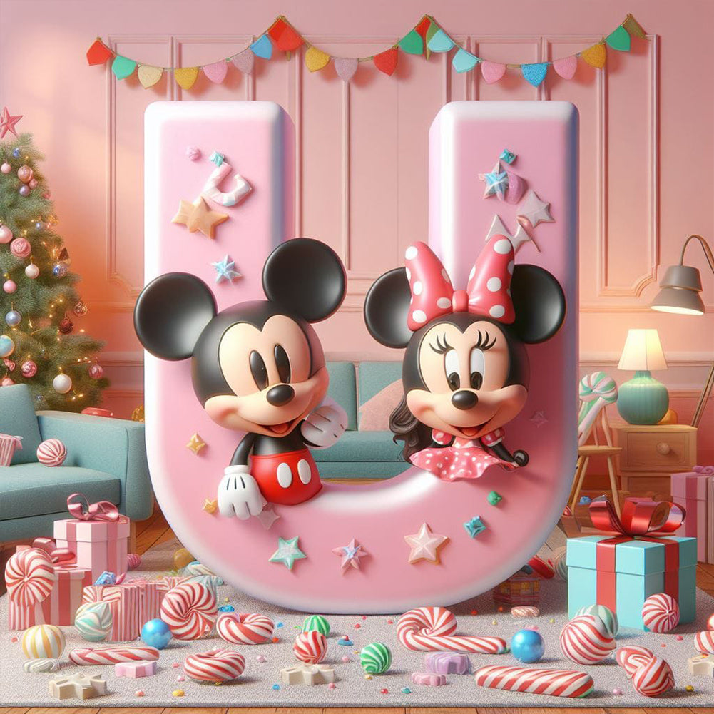 Diamond Painting - Full Round - Mickey and Minnie letters (40*40CM)