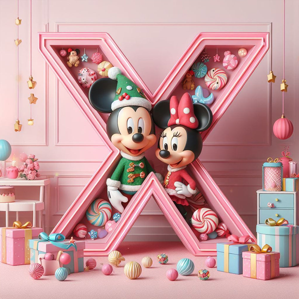Diamond Painting - Full Round - Mickey and Minnie letters (40*40CM)