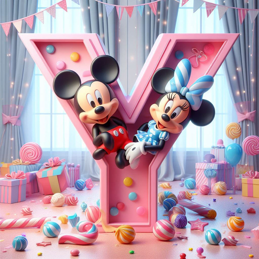 Diamond Painting - Full Round - Mickey and Minnie letters (40*40CM)