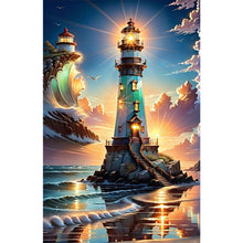 Load image into Gallery viewer, Diamond Painting - Full Round - Lighthouse by the sea (55*85CM)
