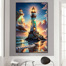 Load image into Gallery viewer, Diamond Painting - Full Round - Lighthouse by the sea (55*85CM)
