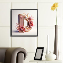 Load image into Gallery viewer, Diamond Painting - Full Round - Pink flower letter D (40*40CM)
