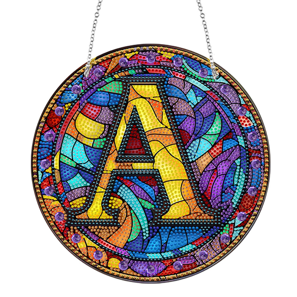 Double Sided Letter A Suncatcher Diamond Drawing Hanging Ornament for Home Decor