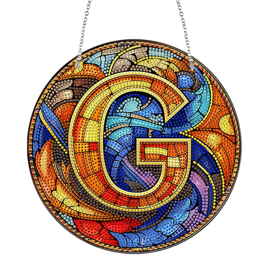 Double Sided Letter G Suncatcher Diamond Drawing Hanging Ornament for Home Decor